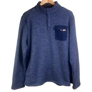 Woolrich 1/4 Snap Pull Over Heathered Lightweight Fleece Sweater Pocket XL Men's